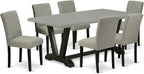 East West Furniture V697AB106-7 7 Piece Dinette Set Consist of a Rectangle Dining Room Table with V-Legs and 6 Shitake Linen Fabric Parsons Dining Chairs, 40x72 Inch, Multi-Color