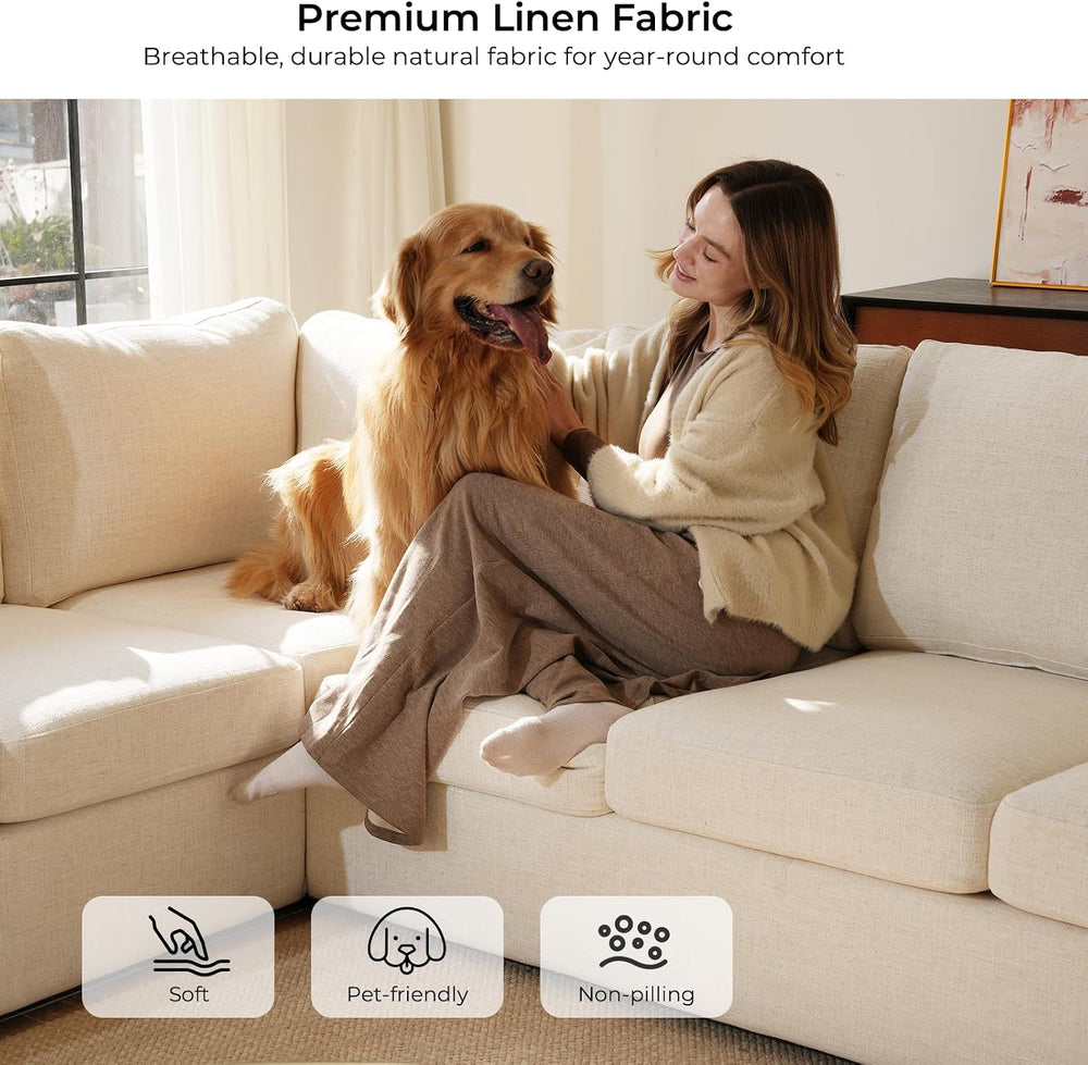 ELUCHANG 113" V-Shaped Modular Sectional Sofa Couch, Modern 7-Seat Comfy...