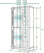 JIJIWANG Kitchen Pantry Storage Cabinet with Acrylic Mirrored Doors,Large Sideboard Buffet with Adjustable Interior Shelf,for Dining Room, Living Room, Hallway,Brown
