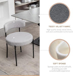 Boucle Dining Chairs Set of 4, Mid Century Modern Dining Room Chairs with Metal Legs, Upholstered Kitchen Chairs for Dining Room, Kitchen (Light Grey)