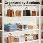 Purse Organizer for Closet Shelf Dividers: 12-Pack Adjustable Clear Acrylic Bag Storage Organizer for Handbags, Sweaters, Towels, Jeans and Shoes on Wood Shelves