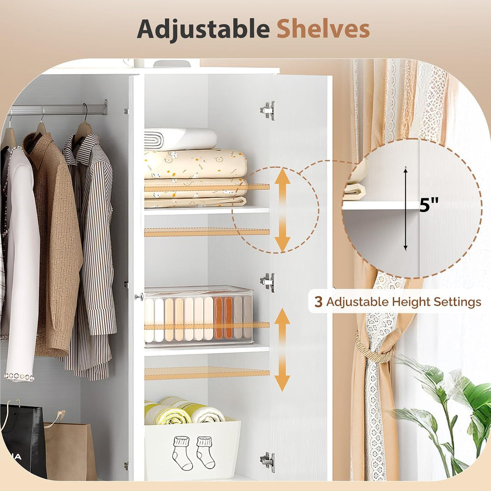 VINGLI Armoire Wardrobe Closet with Doors and Mirror,47"W Wardrobe Cabin...