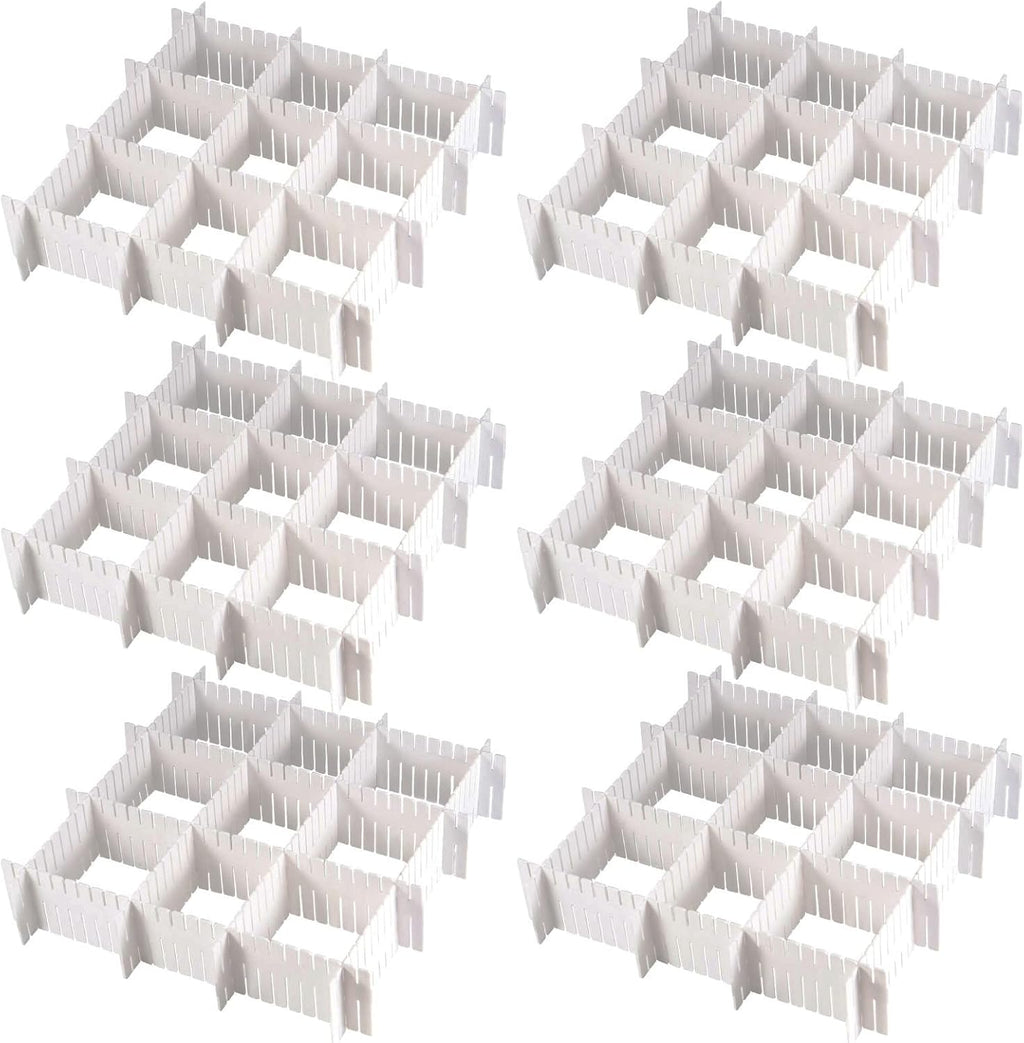 72 Pieces DIY Plastic Grid Drawer Organizer, 12.6 Inch Plastic Grid Drawer Dividers, Plastic Adjustable Drawer Dividers Organizer for Sock, Underwear, Scarf, White