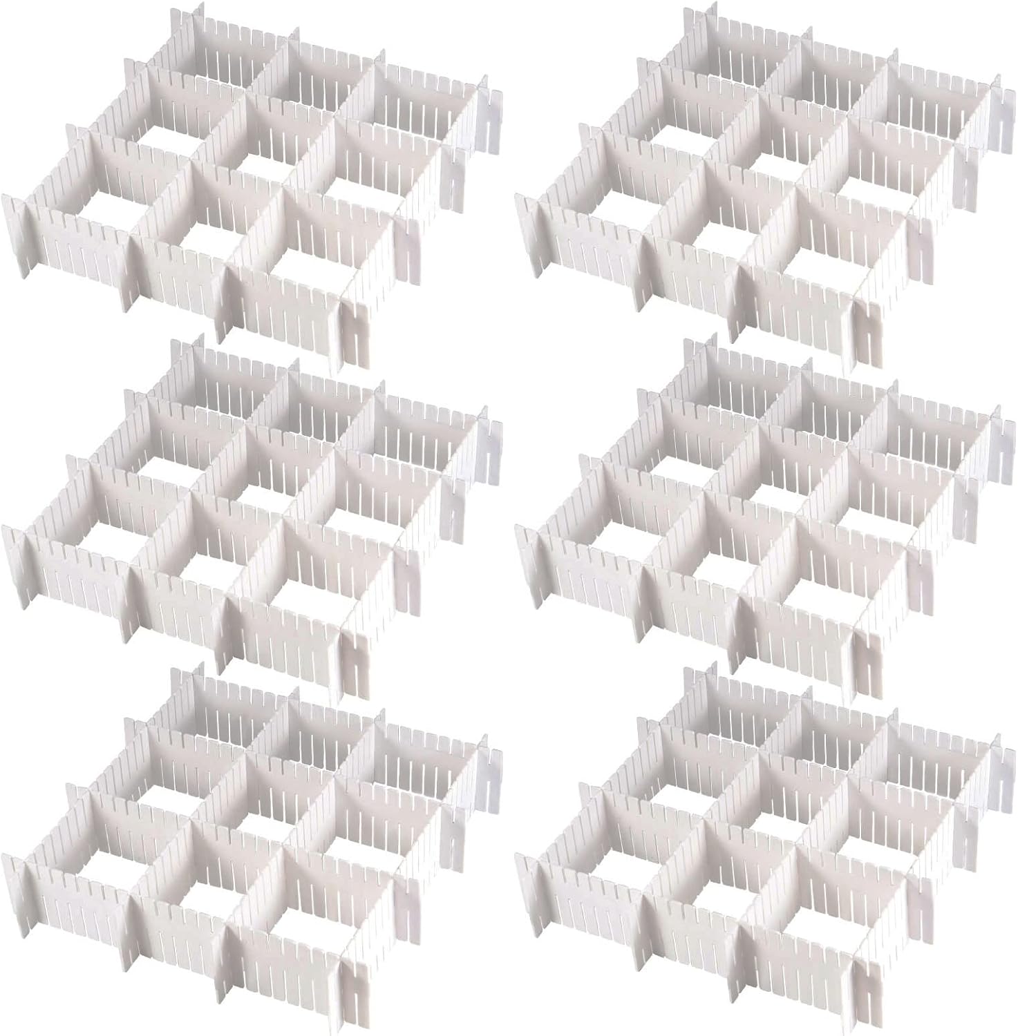 72 Pieces DIY Plastic Grid Drawer Organizer, 12.6 Inch Plastic Grid Drawer Dividers, Plastic Adjustable Drawer Dividers Organizer for Sock, Underwear, Scarf, White