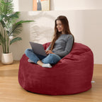 4FT Bean Bag Chair, Large Bean Bag with Filling, Memory Foam Bean Bags with Ultra Soft Washable Dutch Velvet Cover for Living Room, Bedroom and Gaming Room -4 Foot, Red