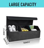 Car Organizers for Trunk for Suv Sedan, Leather Storage Box,Extra Large,Magnetic Lid,Collapsible and Adjustable, S004, Black