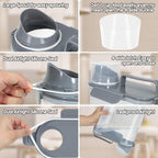Large Spout Pet Food Storage Container, 5-7LBS/6Qt/5L Meter Dispenser with Handle, Measuring Cup, Double Sealing Tape and 4 Safety Snaps to Seal Dog Food and Cat Food-Gray Blue
