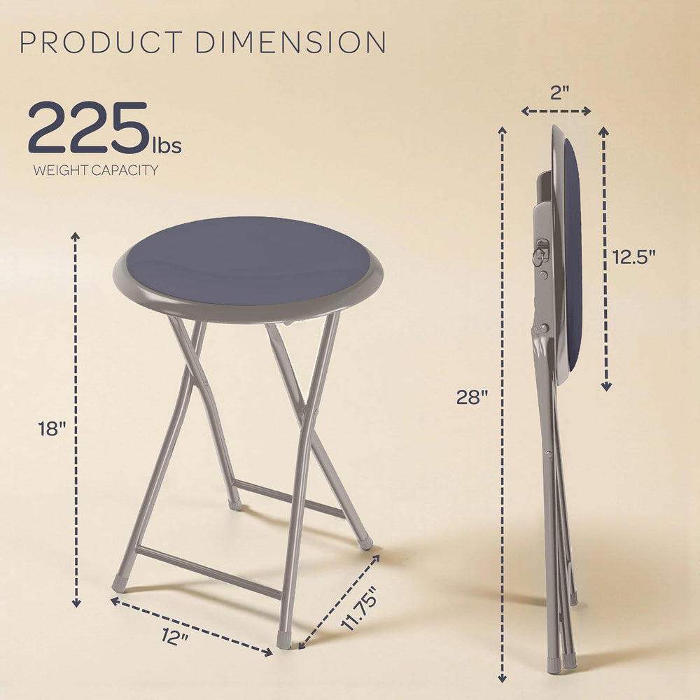 Lavish Home Portable Folding Stool with Backless Seat, Gray, 18 Inch