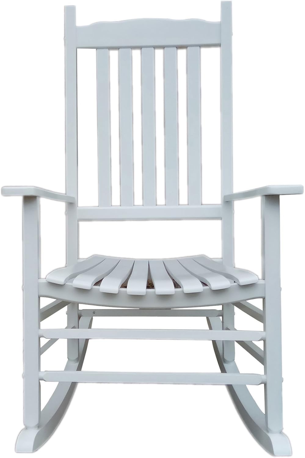 A001WT White Wood Porch Rocker/Outdoor Rocking Chair - Easy to Assemble - Com...