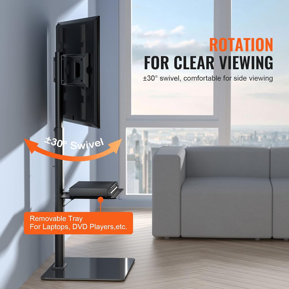VEVOR TV Stand Mount, Adjustable Swivel Floor Stand for 32-65 Inch TVs, Porta...