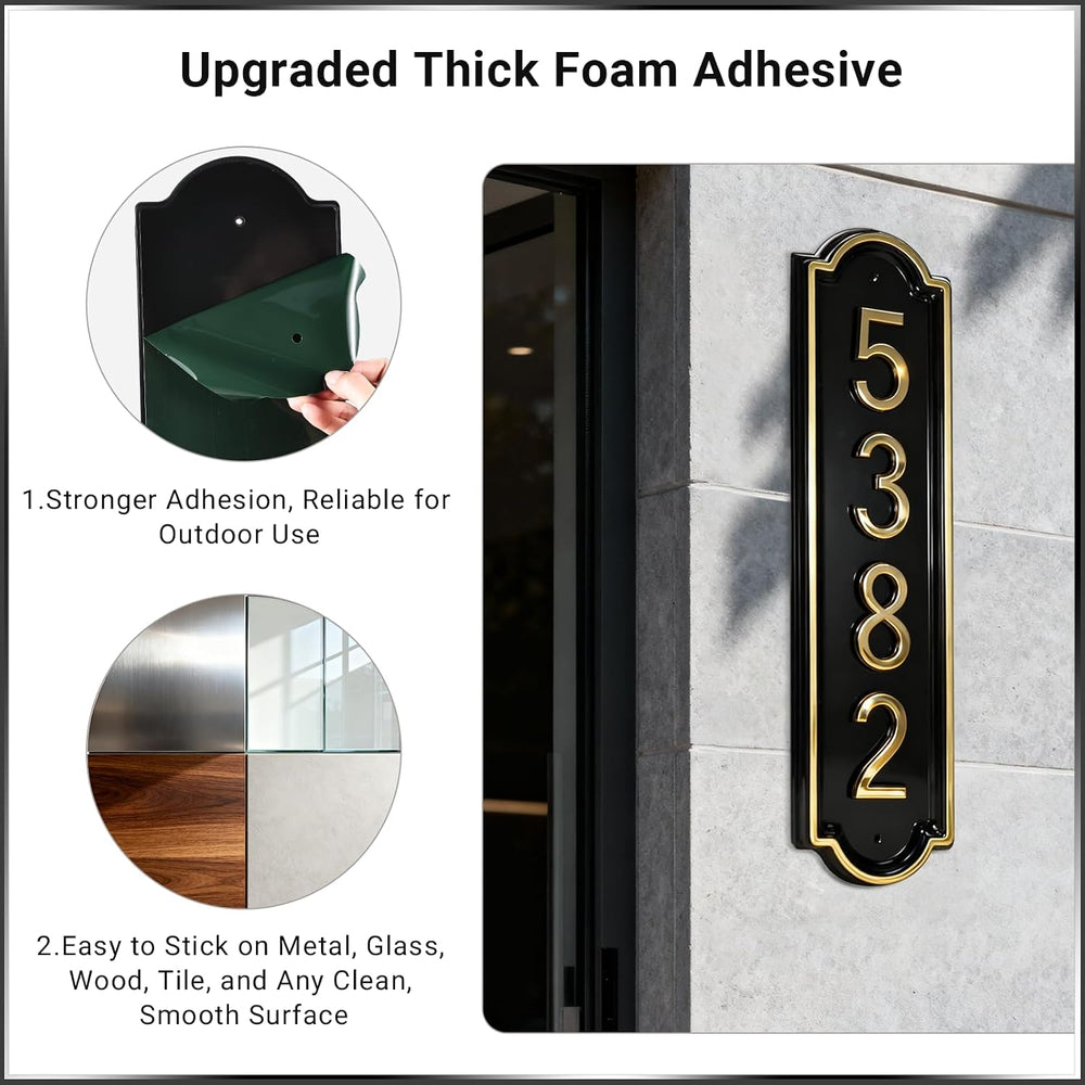 VONDERSO Address Signs for Houses, Self-Adhesive & Pre-Drilled for Easy M...