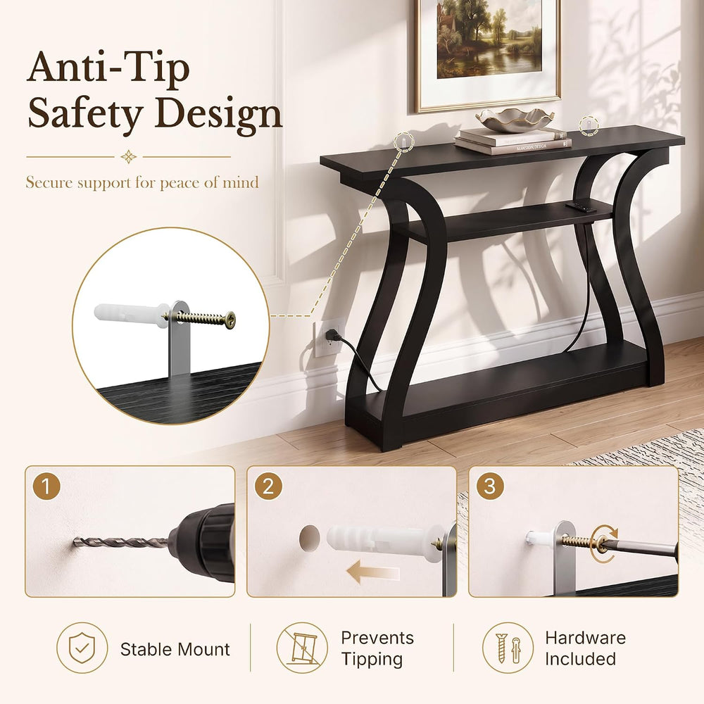 ZENY 47.2 inch Console Table with Power Outlets | 3-Tier Entryway Sofa Table,...