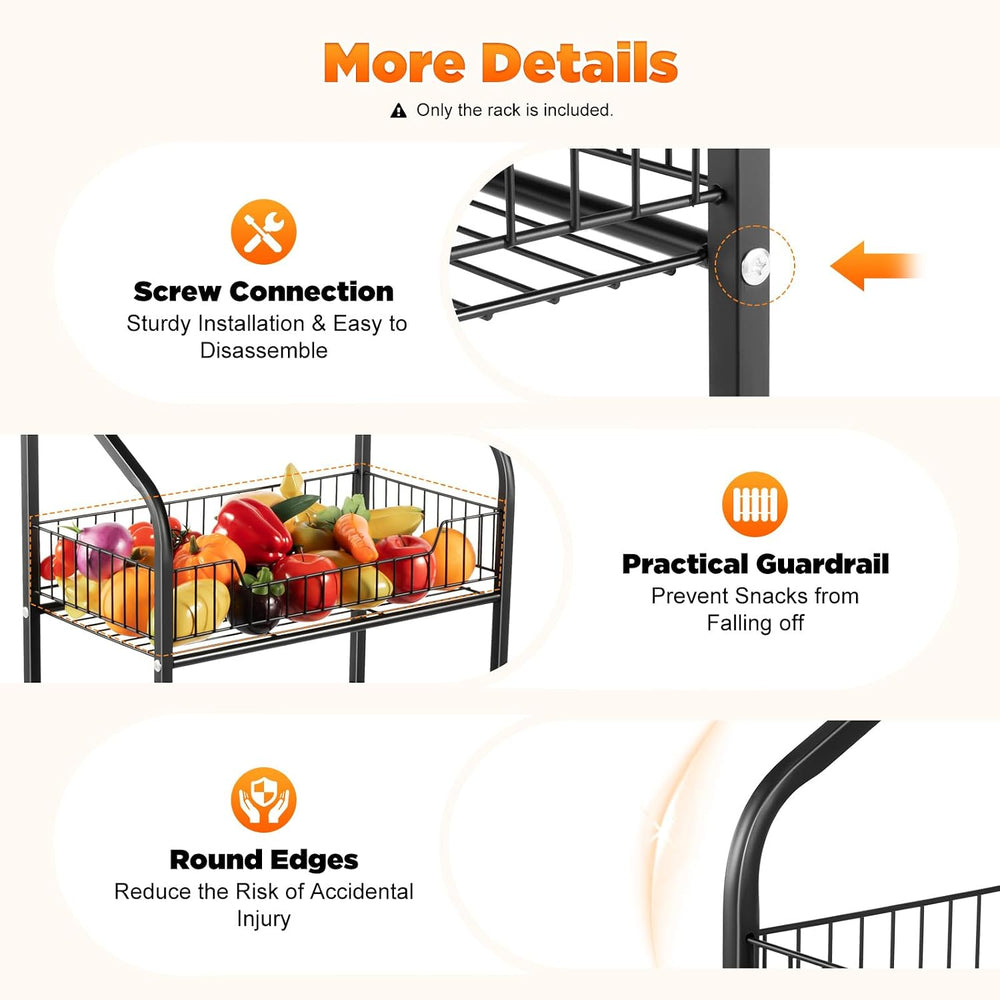 4 Tiers Baskets Adjustable Rolling Display Snack Rack, Snack Storage Organize...