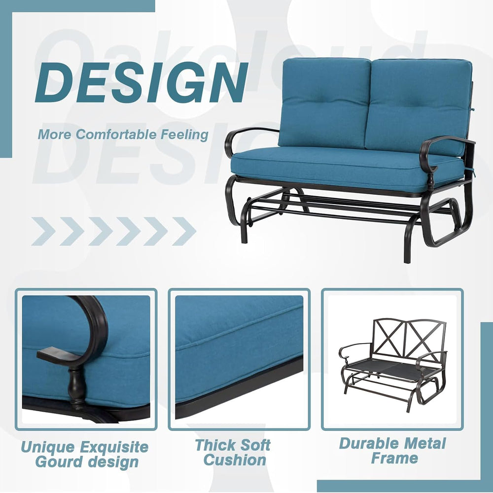 Crownland Outdoor Patio Glider Chair, Rocking Glider Bench for 2 Person, Porc...