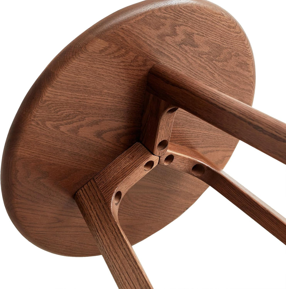 Walnut Small Round Side Table, Solid Oak Wood End Table with 3-Leg Design for...