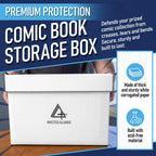 Bundle Set Premium Short Comic Book Storage Box Organizer with Lid | Thick Cardboard Comic Storage Box For Collectibles Fits 150-175 Current/Silver Age, Heavy Duty & Stackable.