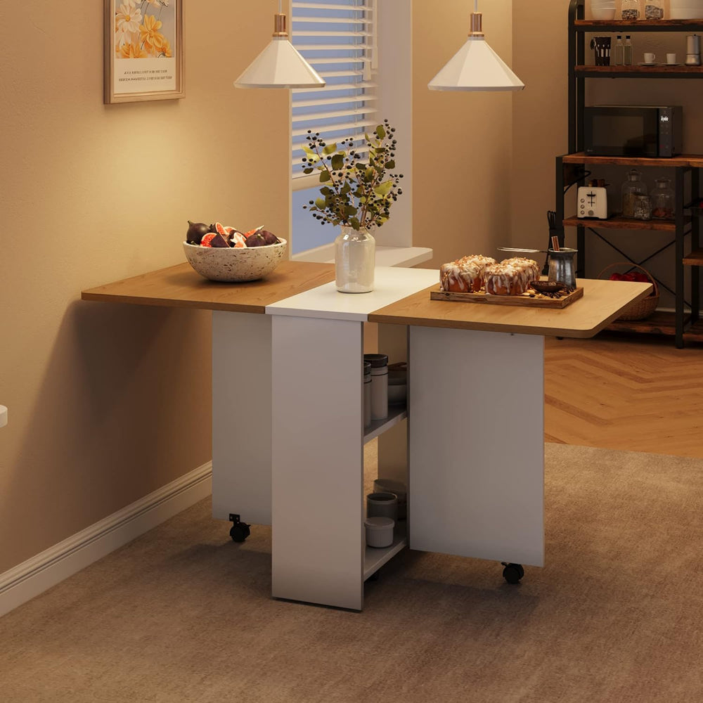 GAOMON Folding Dining Table Drop Leaf, Extendable Kitchen Table for 4 with 2-...