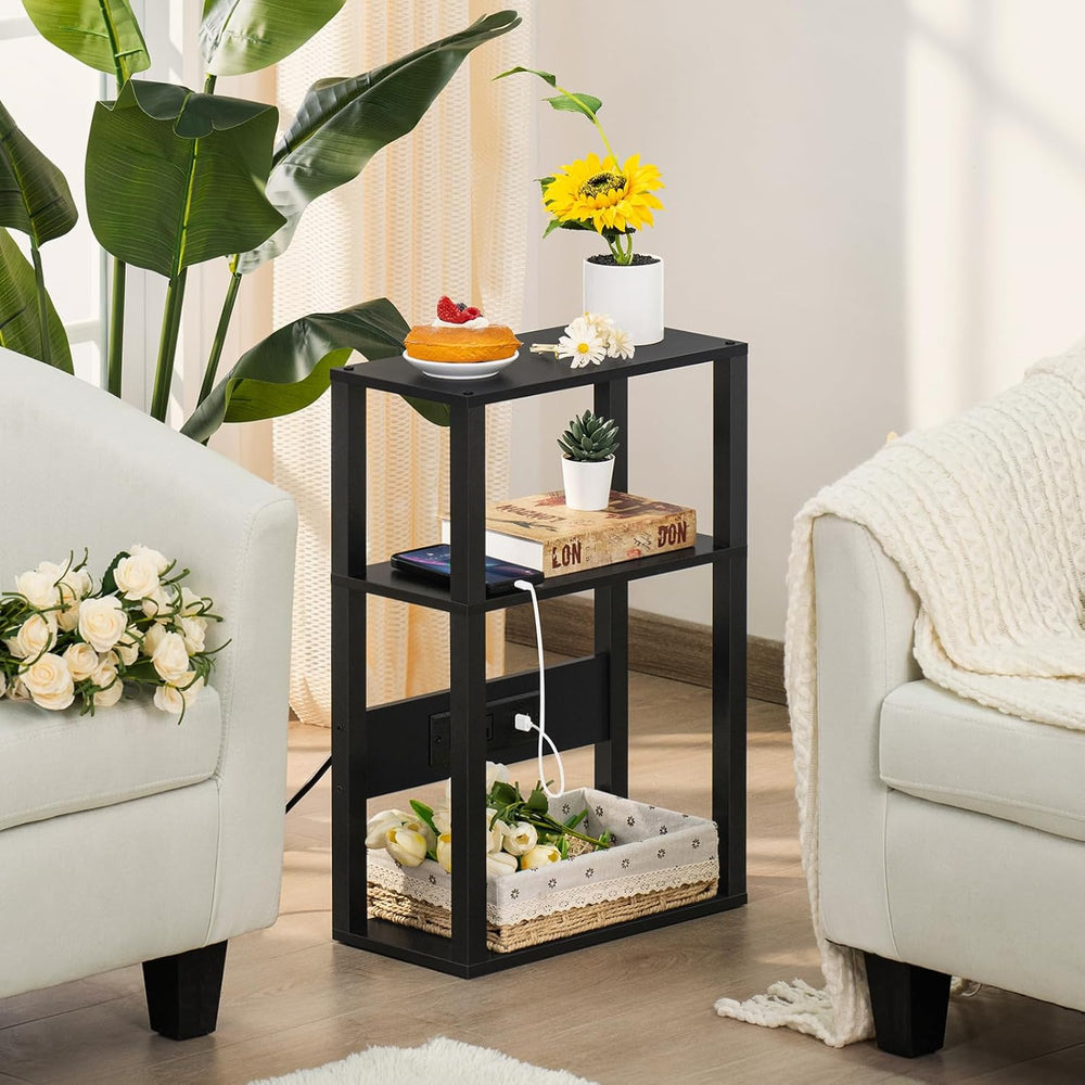 YUFAM 3-Tier Narrow Bedside Table Set 2 for Small Spaces, Skinny Nightstand |...