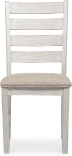 Signature Design by Ashley Skempton Modern Farmhouse Dining Room Chair, 2 Count, Ladderback Design, Wood, 17.75" W x 21.5" D x 38.63" H, White and Light Brown