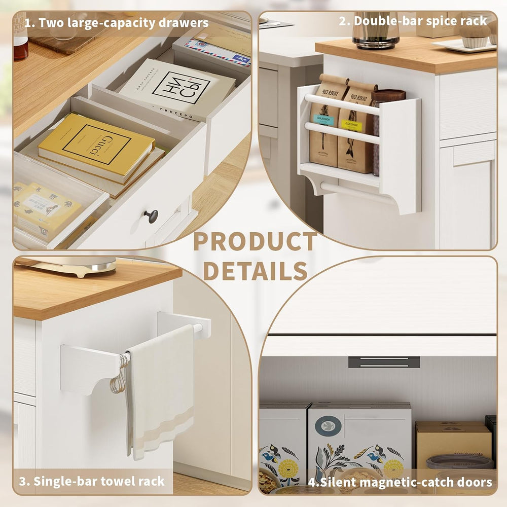 Kitchen Island with Storage, 35.4" Rolling Kitchen Island Cart on Wheels...
