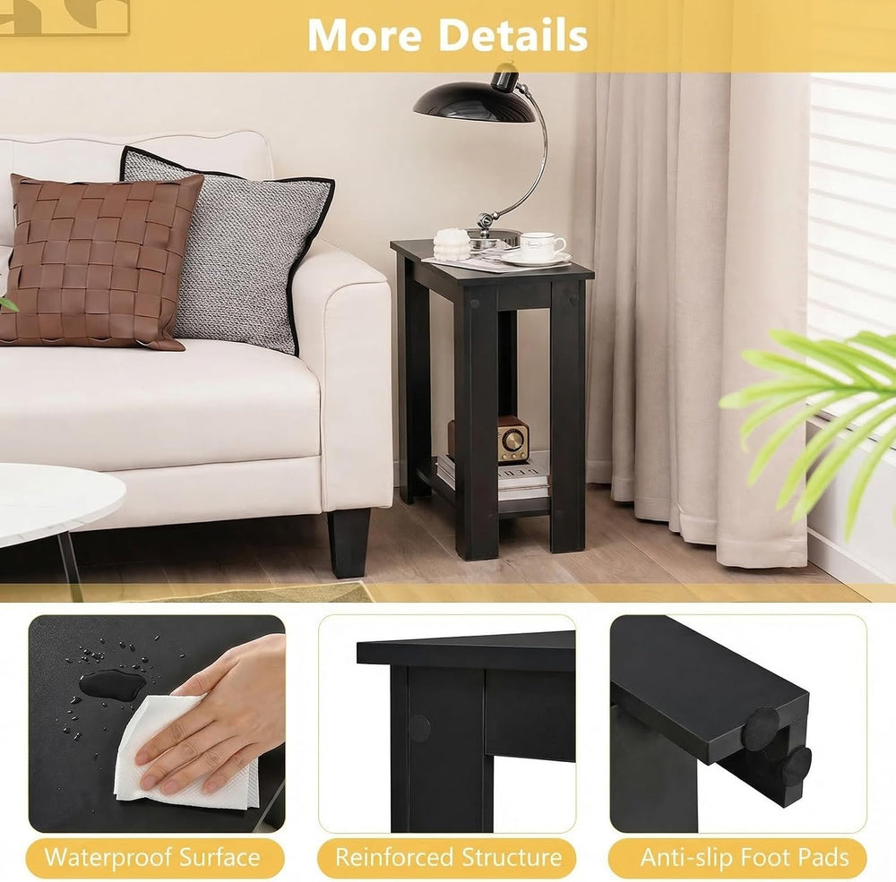 GOFLAME 24” Side Table, 2-Tier Rectangular End Table with Storage Shelf, Mult...