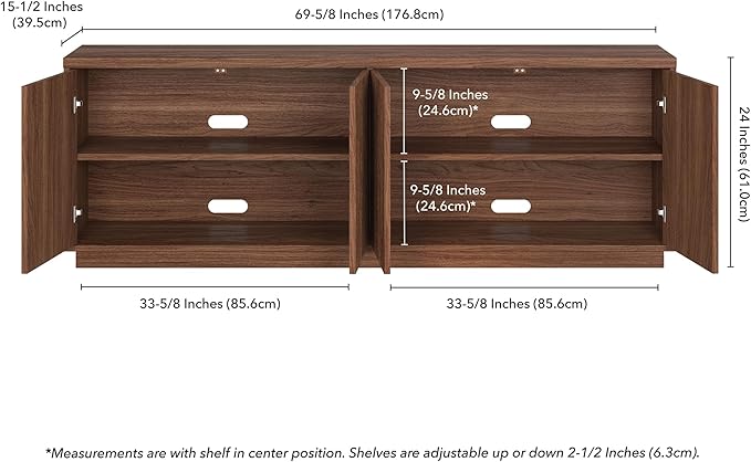 Henn&Hart Fluted TV Stand for TVs up to 75" with 2 Concealed Ribbed ...