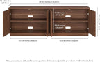 Henn&Hart Fluted TV Stand for TVs up to 75" with 2 Concealed Ribbed Storage Cabinets and Adjustable Shelves for Living Room, Family Room, or Office, Medium Walnut