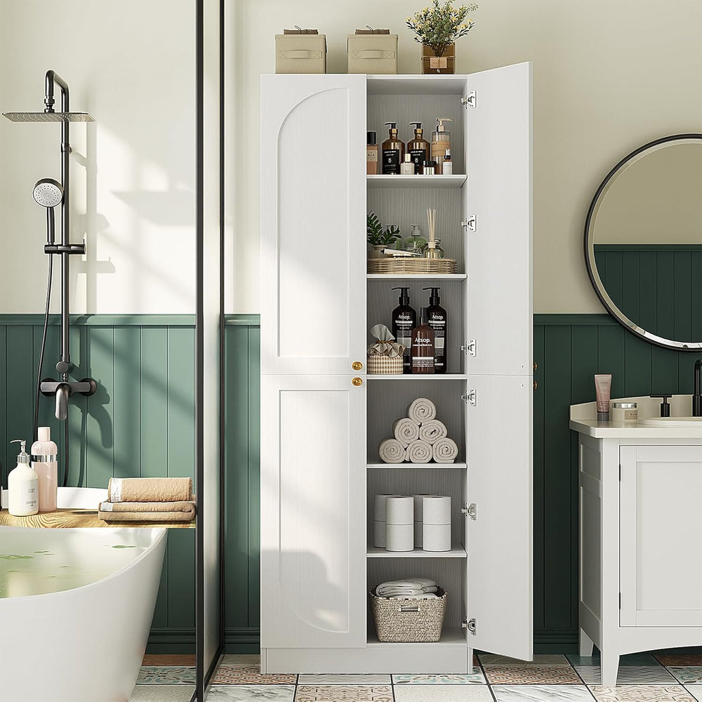 Cyclysio 80" Kitchen Pantry with 4 Soft Close Doors, Seamless Fit Wall |...