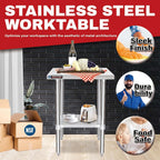 DuraSteel 24x24 Stainless Steel Work Table - NSF Commercial Prep Metal Table - Outdoor Pizza Oven Stand w/Under Shelf - Kitchen Island Laundry Utility Garage Microwave Stand Large Rolling Storage Cart