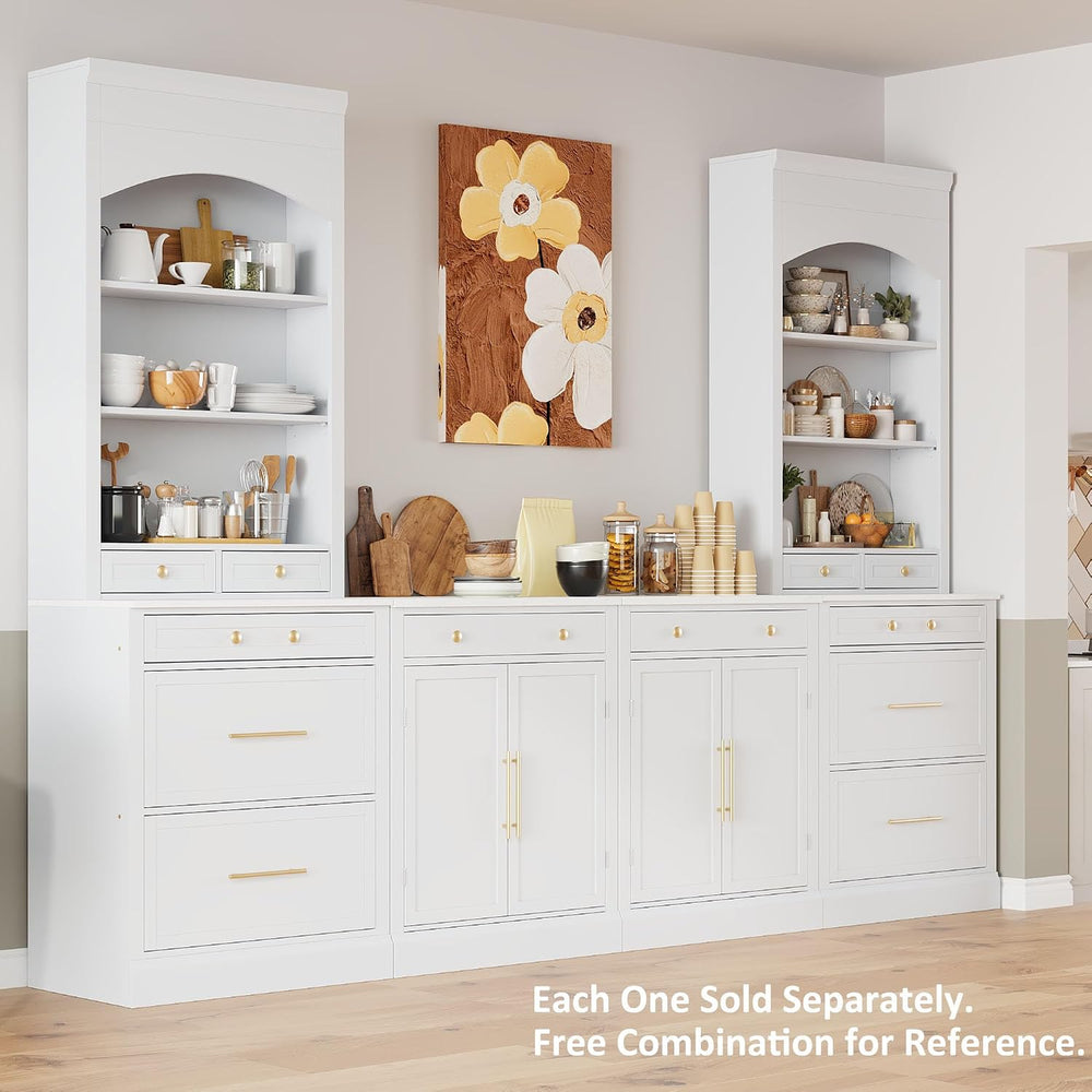 83.7inch High Modern Kitchen Pantry, Freestanding Tall Kitchen Hutch with 5 S...