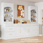 83.7'' Tall Kitchen Pantry Cabinet, 5 Storage Drawers & Adjustable Shelf - Freestanding Hutch for Small Kitchens, Dining Room, Organize Spices, Dishes & Cookware