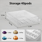 Clear Acrylic Coffee Pod Drawer for Nespresso Vertuo – 40-Pod Double-Sided Pull-Out Organizer