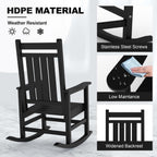 Outdoor HDPE Rocking Chairs, HDPE Oversized Patio Rocking Chairs, All Weather Resistant Porch Rocker, Heavy Duty Front Plastic Rockers for Outside