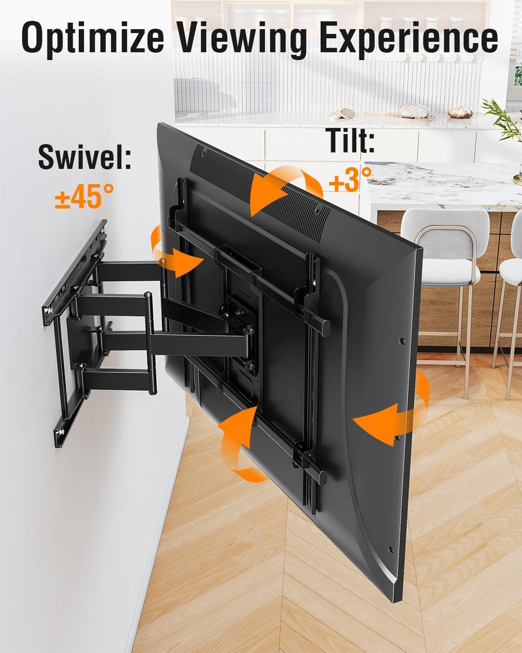 ELIVED Heavy Duty TV Mount for Most 50-110 inch tvs, Holds up to 250 lbs, Full Motion TV Wall Mount Swivel and Tilt, Slim Wall Mount Bracket Max VESA 800x600mm, Fits 12"/16"/18"/24" Studs