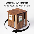 Rotating Tea Bag Organizer – Acacia Wood 4-Sided Storage Box for Home or Office