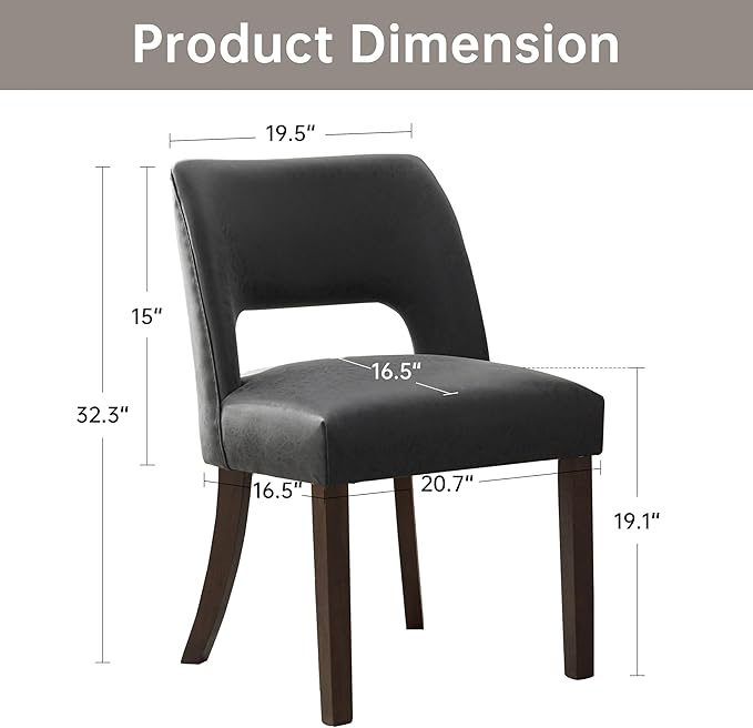 VKNOW Modern Dining Chairs Set of 4, Faux Leather Upholstered Dining Room Chair Kitchen Chairs, Farmhouse Dinner Chair for Kitchen Dining Room, Black