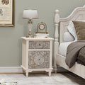 COSIEST 2 Drawers Accent Dresser, Vintage Small Accent Chest with 4 Wood Legs, Free-Standing Buffet Server Nightstand End Table for Bedroom, Living Room, Entryway
