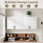 ChooChoo Laundry Room Cabinets, 4 Doors Wall Mounted Storage Cabinet, Kitchen Wall Storage, Bathroom Wall Cabinet, White
