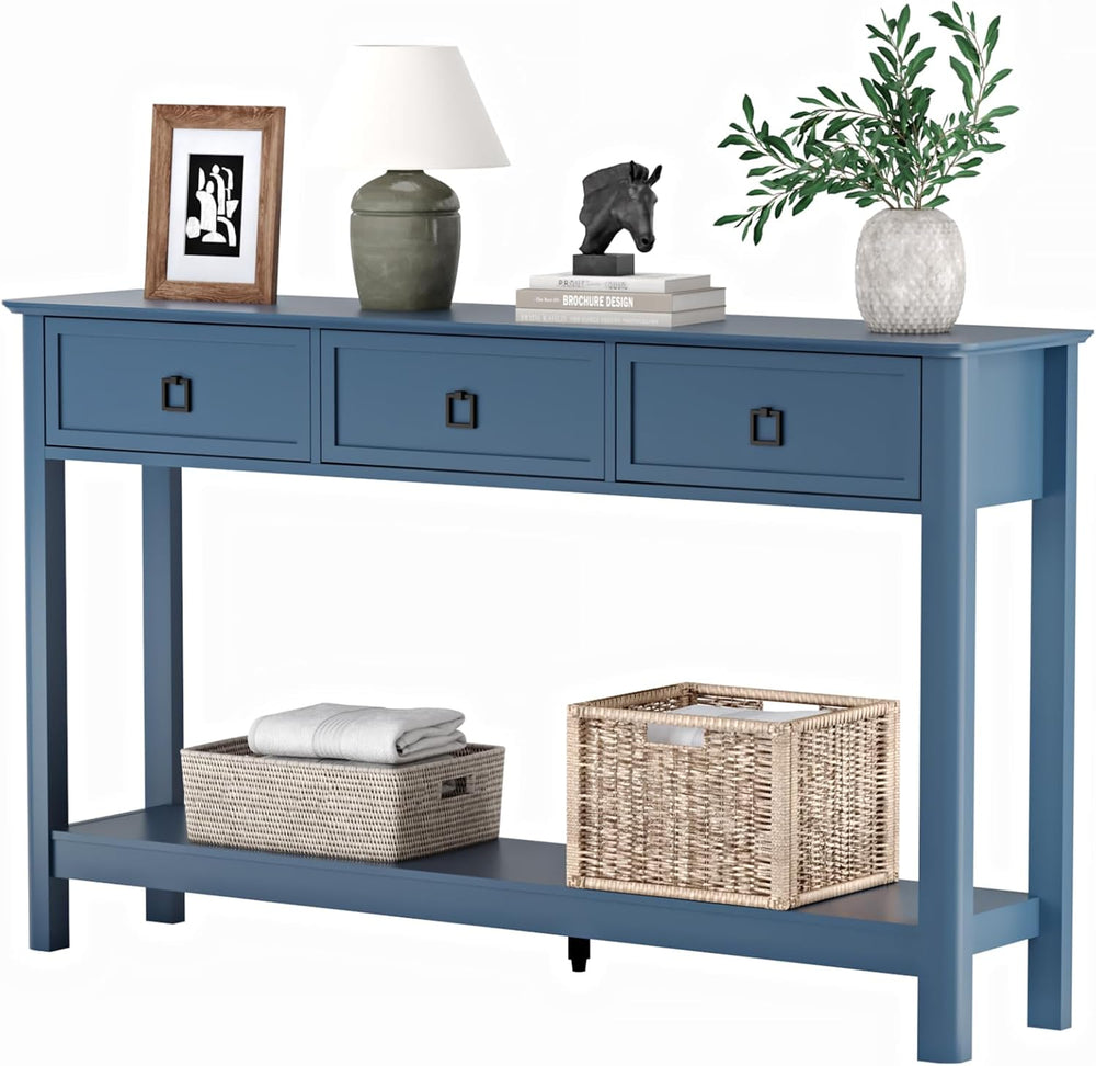 Treocho 53.1" Console Table with 3 Drawers, Sofa Table Behind Couch, 2 T...