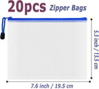 AUSTARK 20Pcs Board Games Storage Bags, PVC Mesh Zipper Pouches, Zippered File Bags, Plastic Waterproof Storage Bags for Office School Home Travel Cosmetic (B6 Size 7.6 x 5.3 Inches, White and Blue)