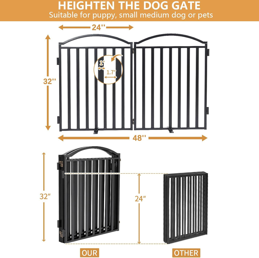 Malier Metal Freestanding Dog Gates, Outdoor Indoor Dog Fences, Extra Wide Fo...