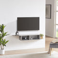 GHC Floating TV Stand, Wall Mounted Entertainment Center and Cabinet Shelf, TV Console with Storage, Media Console for DVD Player, Space-Saving Under TV Shelf for Bedroom, Living Room (Grey)