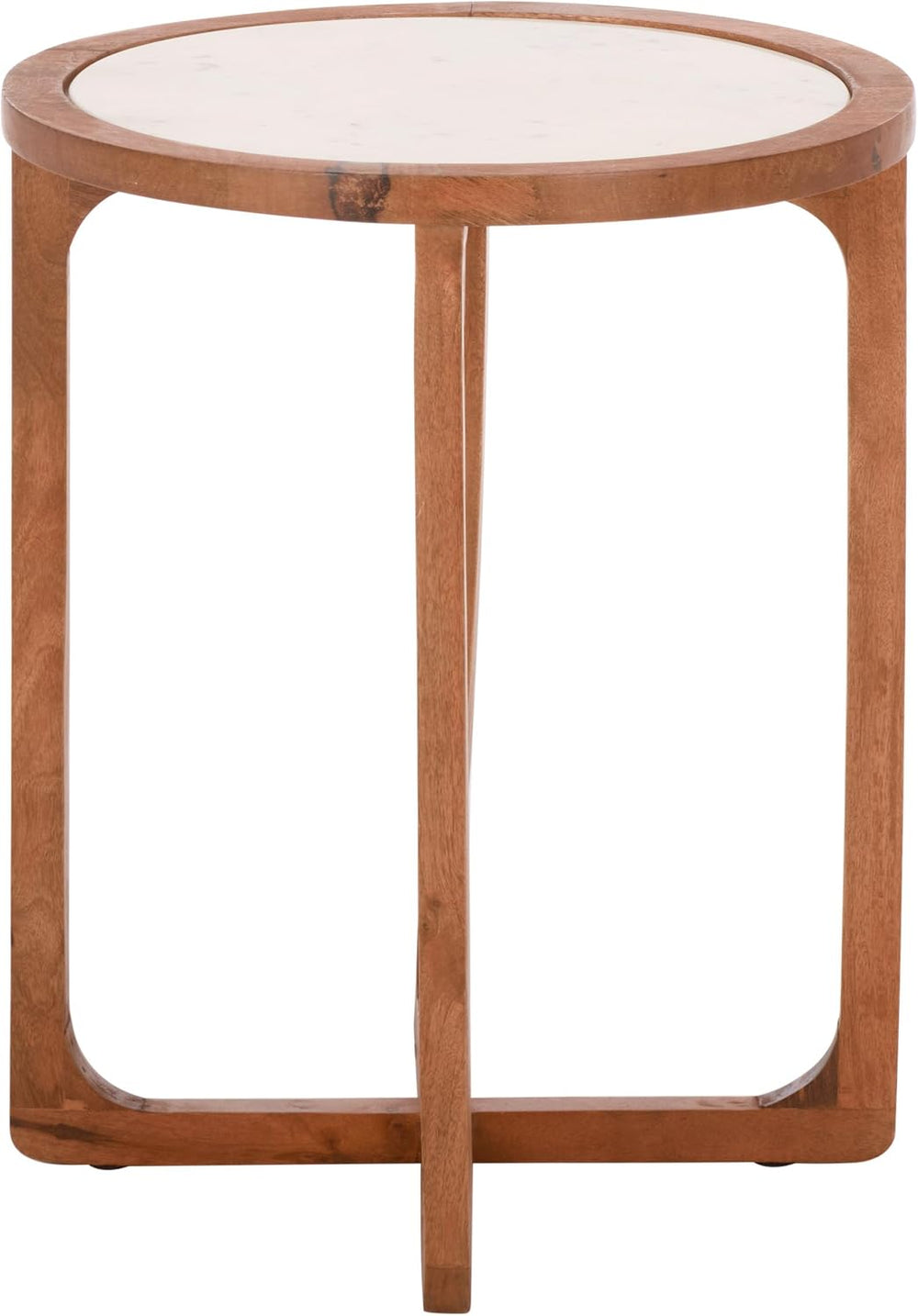 SAFAVIEH Home Collection – Minori Walnut Solid Wood & White Marble Round ...