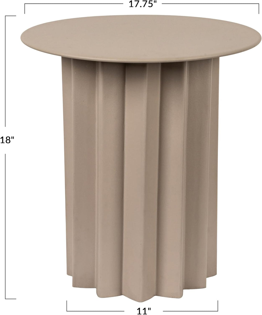 Creative Co-Op Pleated Metal Side Table, Beige