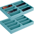 Amylove 2 Pcs Sunglass Organizer Trays Glasses Stackable Jewelry Trays Sunglass Organizer Display Box(8 Grids,Light Blue)