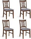 GOFLAME Wooden Dining Chairs Set of 4, Fabric Upholstered Kitchen Chairs with Padded Seat and Rubber Wood Frame, Farmhouse Armless Side Chairs for Dining Room, Living Room, Restaurant