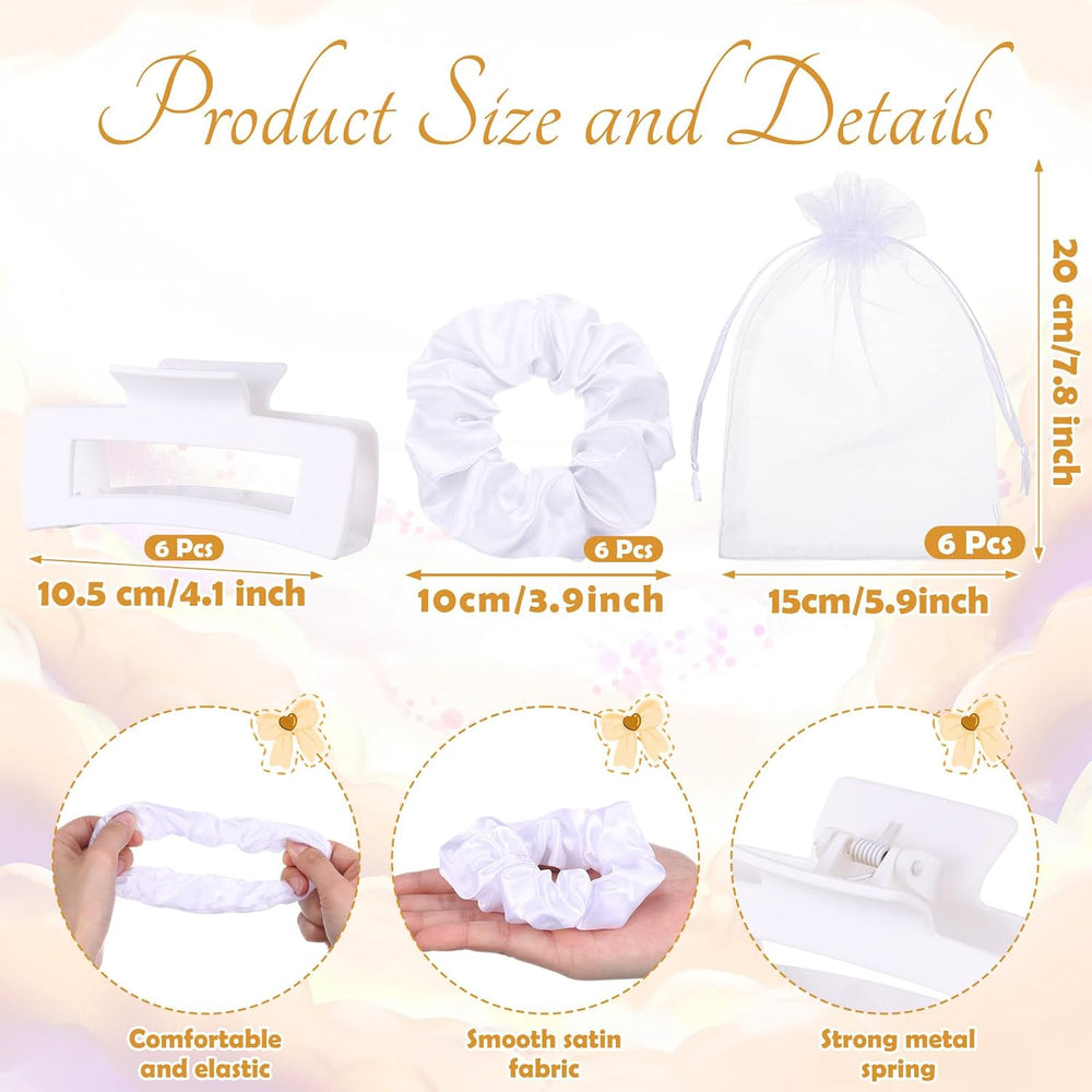 Unittype 48 Pcs Teen Girl Party Favor Set-Mirror Clip Scrunchies, White