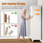 Metal Wardrobe Closet with Mirror Doors and 2 Adjustable Shelves | 71"Tall Storage Cabinet with Hanging Rod, White Bedroom Armoires, Steel Wardrobe Cabinet for Bedroom, Gym, Apartment, School
