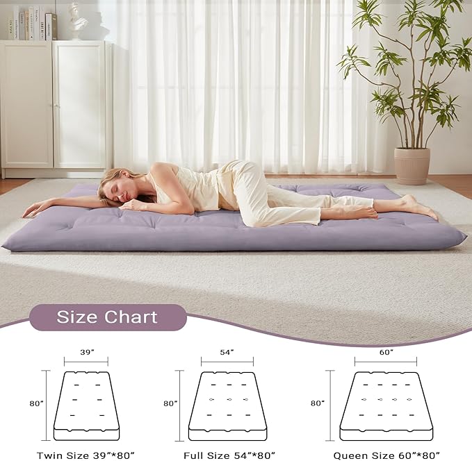 Japanese Floor Mattress, Futon Mattress Queen Size 60"x 80", 2.56&q...