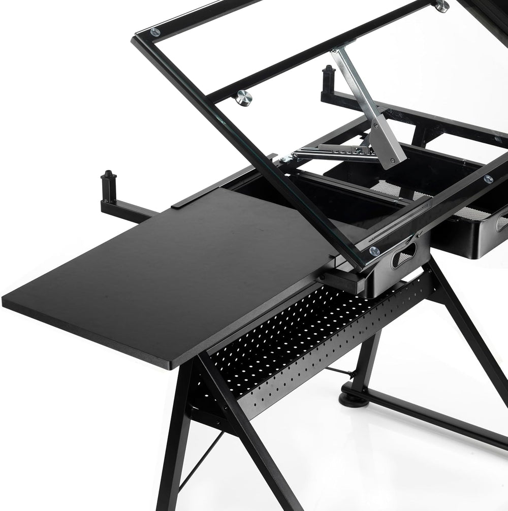 Artist's Loft Artist Table - Glass-Top Table for Drafting, Drawing, Sketc...